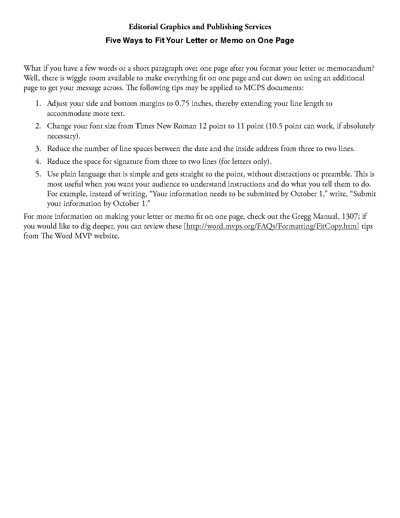 fit word document to one page