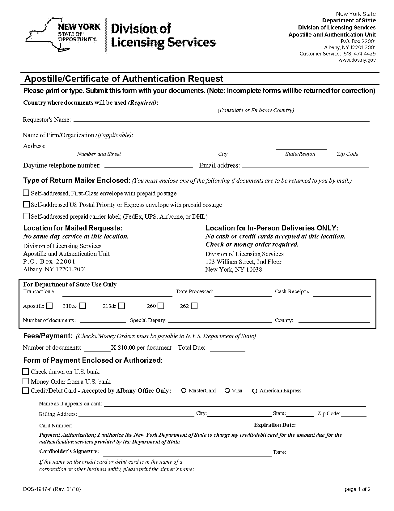 office of authentications mail timing apostille