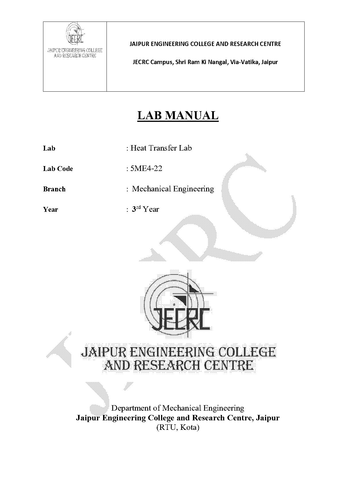 heat exchanger lab manual