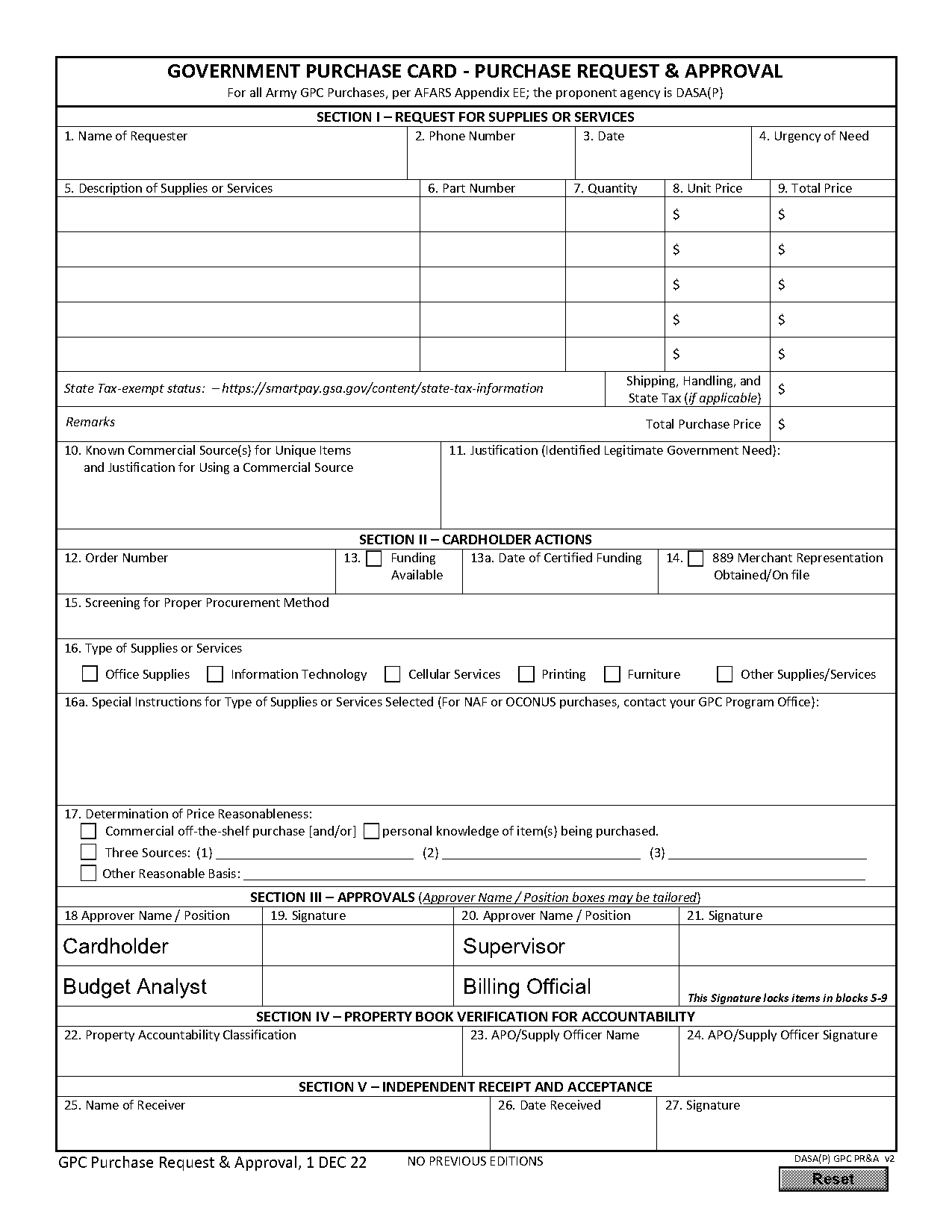 blank order request form