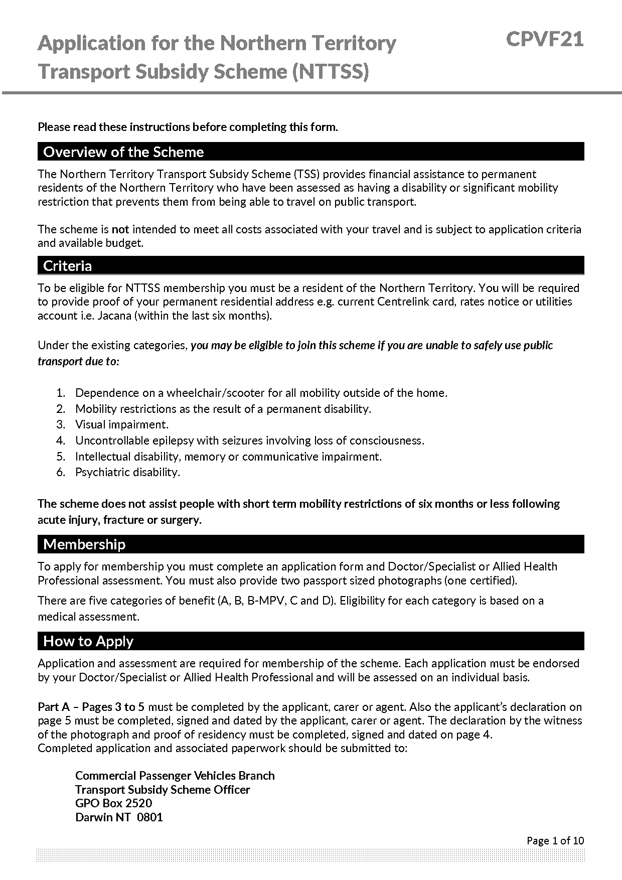 green cab scheme application form